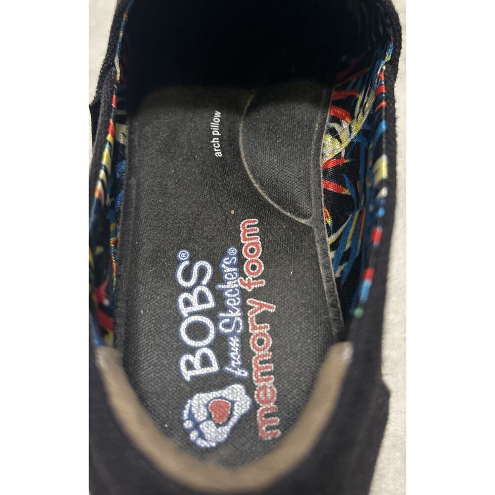 Skechers BOBS Women's Shoes 8.5 Black Slip On Wedge Casual Espadrilles Canvas - Picture 8 of 9